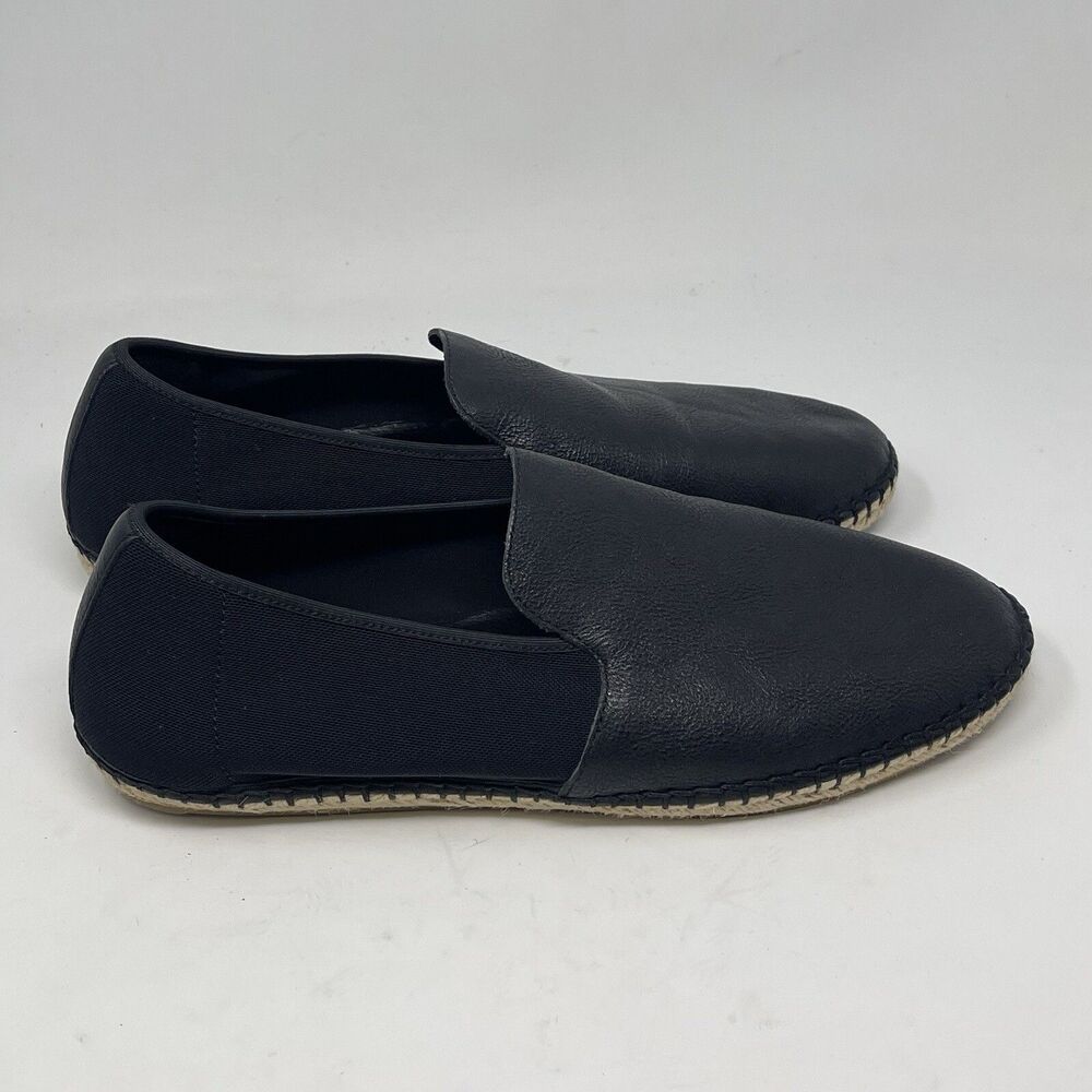 Eileen Fisher Espadrilles Flats Womens 9 M Black Leather Stretch Slip On Shoes